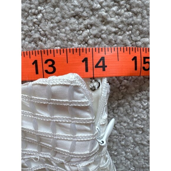 Who What Wear White Mesh Overlay Midi Skirt Polyester Shell & Lining Size 6 - Picture 8 of 9